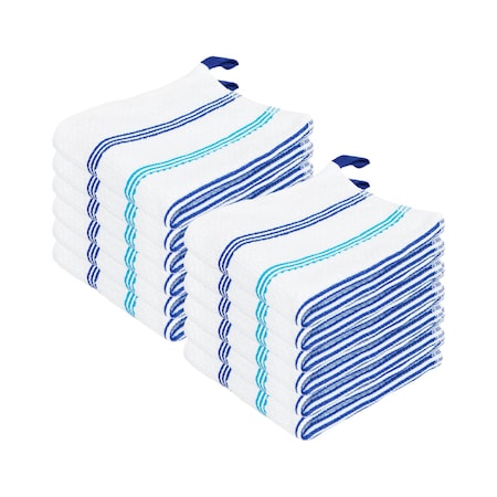 Monarch Brands Premier Dishcloths Striped , Blue, Navy, 144PK SC-DC-STBNV-CS